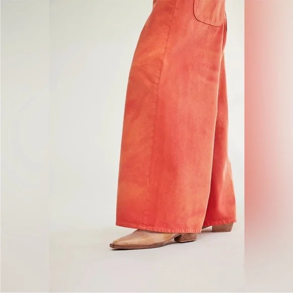 NWT FREE PEOPLE WE THE FREE Waterfalls Baggy Wide-Leg Jeans In Oklahoma Sun - Picture 5 of 9